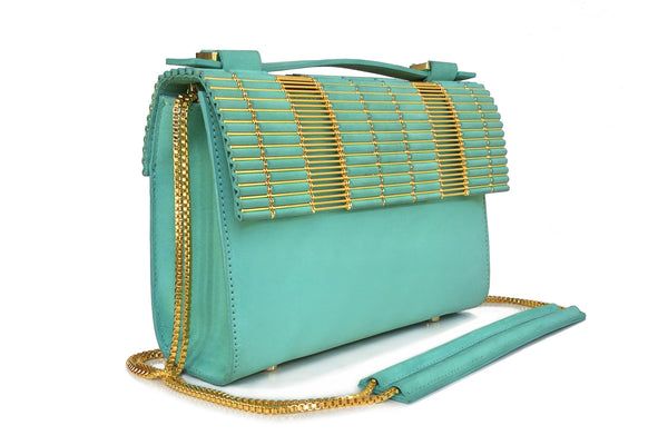 Kate Box Satchel Turquoise with Chain Strap