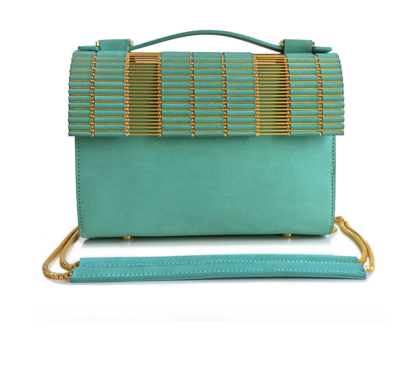 Kate Box Satchel Turquoise with Chain Strap